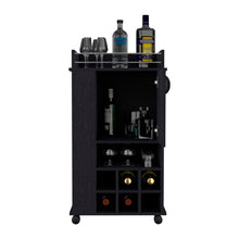 Load image into Gallery viewer, Bar Cart with Casters Reese, Six Wine Cubbies and Single Door, Black
