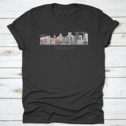 Detroit Michigan City Skyline With Gray Buildings Isolated T Shirt