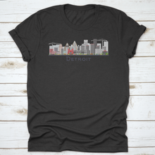 Load image into Gallery viewer, Detroit Michigan City Skyline With Gray Buildings Isolated T Shirt
