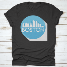 Load image into Gallery viewer, Boston Skyline Button Icon Round Flat Vector Art Design Color
