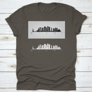 Miami Usa Skyline And Landmarks Silhouette, Black And White Design,