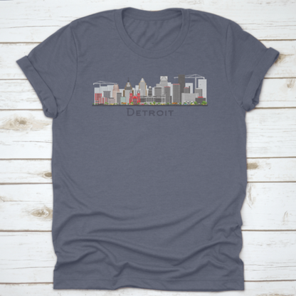 Detroit Michigan City Skyline With Gray Buildings Isolated T Shirt