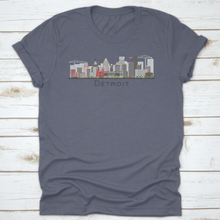 Load image into Gallery viewer, Detroit Michigan City Skyline With Gray Buildings Isolated T Shirt
