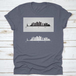 Miami Usa Skyline And Landmarks Silhouette, Black And White Design,