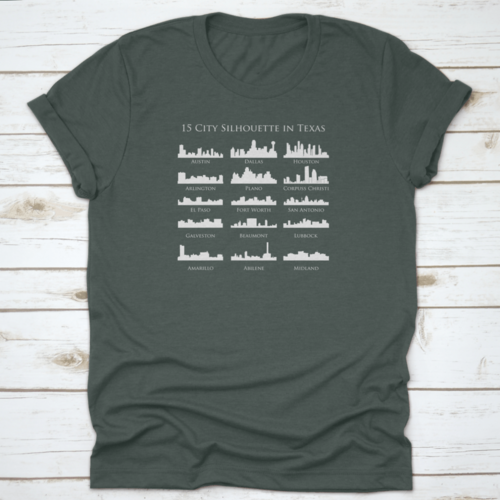 Set Of 15 City Silhouette In Texas Houston Austin Dallas Fort Worth,