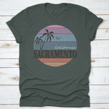 Load image into Gallery viewer, Sacramento California Badge. Design Fashion Apparel On Light
