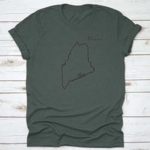 Simple High Quality Line Drawing Of The Map Of The State Of Maine Usa