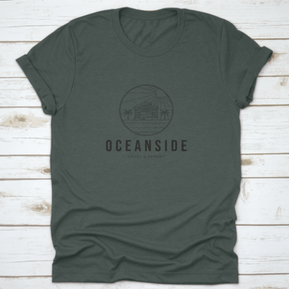 Minimalist Oceanside Architecture Or Hotel Building Line Art Logo