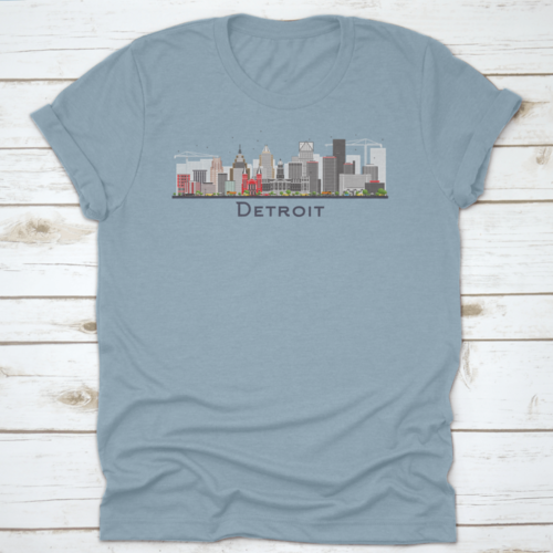 Detroit Michigan City Skyline With Gray Buildings Isolated T Shirt