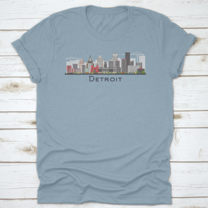 Detroit Michigan City Skyline With Gray Buildings Isolated T Shirt