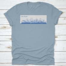 Load image into Gallery viewer, New Mexico Outline Cedar Rapids Iowa Skyline With Blue Buildings Business Travel
