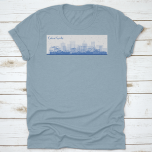 New Mexico Outline Cedar Rapids Iowa Skyline With Blue Buildings Business Travel