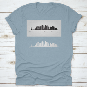 Miami Usa Skyline And Landmarks Silhouette, Black And White Design,