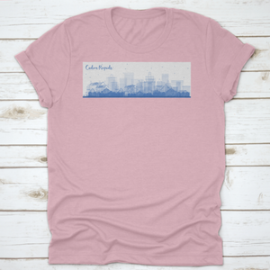 New Mexico Outline Cedar Rapids Iowa Skyline With Blue Buildings Business Travel