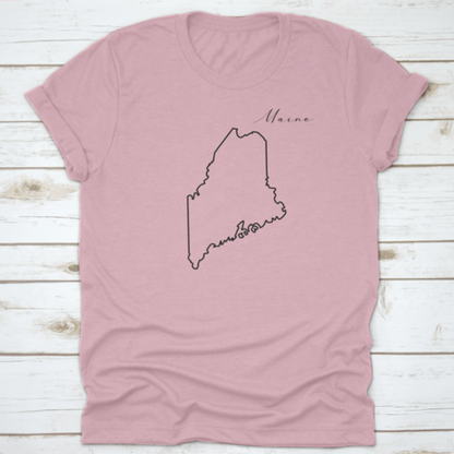 Simple High Quality Line Drawing Of The Map Of The State Of Maine Usa