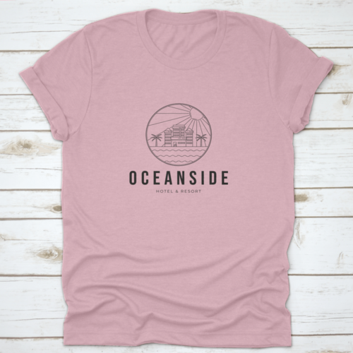 Minimalist Oceanside Architecture Or Hotel Building Line Art Logo