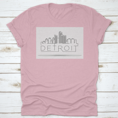 Linear Detroit City Silhouette With Typographic T Shirt Design