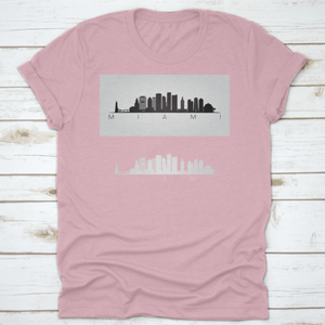 Miami Usa Skyline And Landmarks Silhouette, Black And White Design,