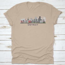 Load image into Gallery viewer, Detroit Michigan City Skyline With Gray Buildings Isolated T Shirt
