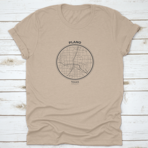 T-Shirt Map Badge Of Plano, Texas Tee Shirt Print Typography Label