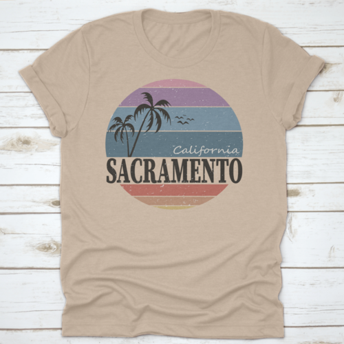 Sacramento California Badge. Design Fashion Apparel On Light