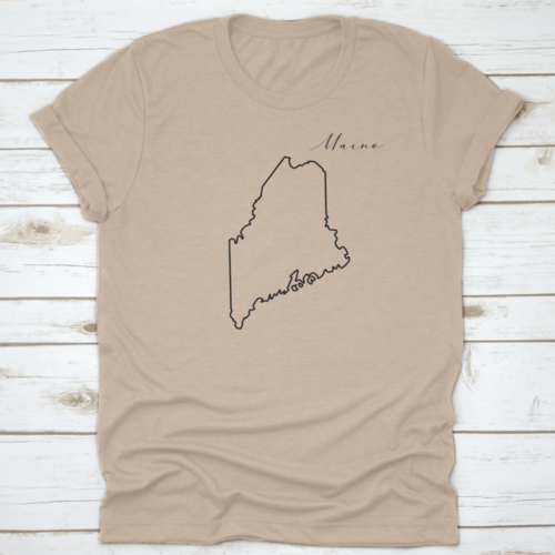 Simple High Quality Line Drawing Of The Map Of The State Of Maine Usa