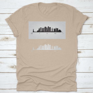 Miami Usa Skyline And Landmarks Silhouette, Black And White Design,