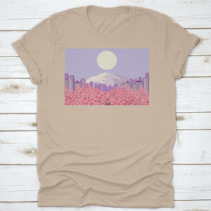 Beautiful Spring Landscape With The Blossoming Oriental Cherry. Vector