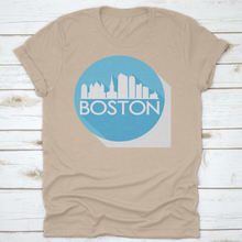 Load image into Gallery viewer, Boston Skyline Button Icon Round Flat Vector Art Design Color
