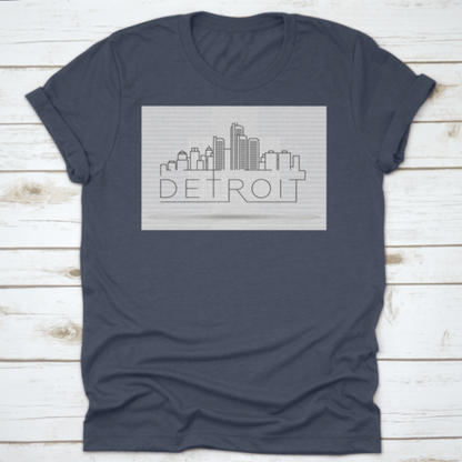 Linear Detroit City Silhouette With Typographic T Shirt Design