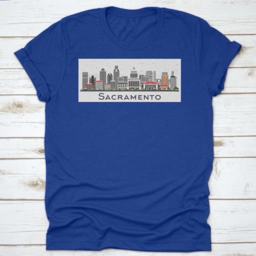 Sacramento California City Skyline With Gray Buildings Isolated On