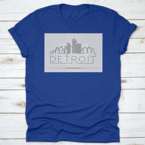 Linear Detroit City Silhouette With Typographic T Shirt Design