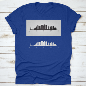 Miami Usa Skyline And Landmarks Silhouette, Black And White Design,