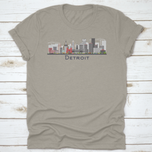 Load image into Gallery viewer, Detroit Michigan City Skyline With Gray Buildings Isolated T Shirt
