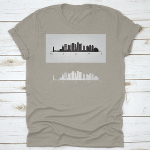 Miami Usa Skyline And Landmarks Silhouette, Black And White Design,