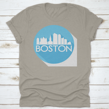 Load image into Gallery viewer, Boston Skyline Button Icon Round Flat Vector Art Design Color
