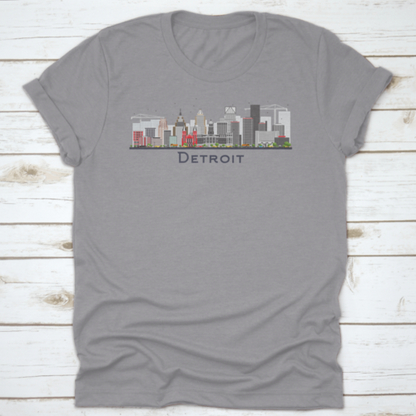 Detroit Michigan City Skyline With Gray Buildings Isolated T Shirt