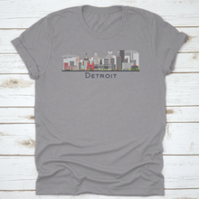 Load image into Gallery viewer, Detroit Michigan City Skyline With Gray Buildings Isolated T Shirt
