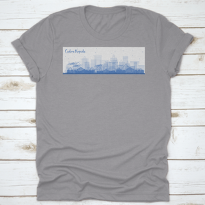 New Mexico Outline Cedar Rapids Iowa Skyline With Blue Buildings Business Travel