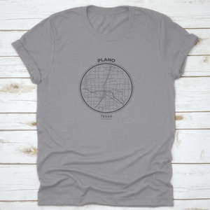 T-Shirt Map Badge Of Plano, Texas Tee Shirt Print Typography Label