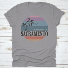 Load image into Gallery viewer, Sacramento California Badge. Design Fashion Apparel On Light
