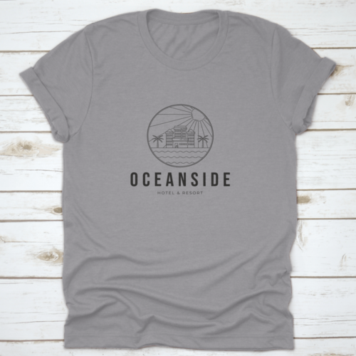 Minimalist Oceanside Architecture Or Hotel Building Line Art Logo