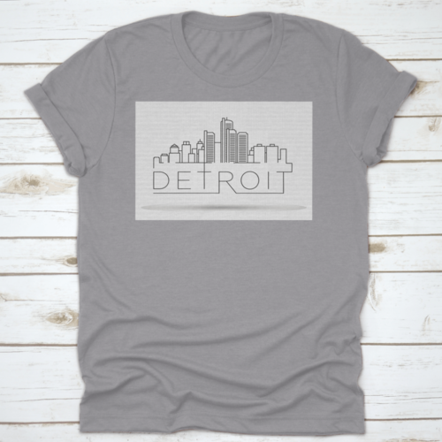 Linear Detroit City Silhouette With Typographic T Shirt Design