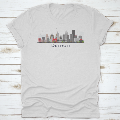 Detroit Michigan City Skyline With Gray Buildings Isolated T Shirt