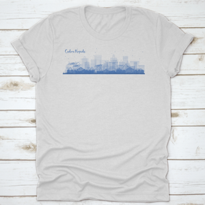 New Mexico Outline Cedar Rapids Iowa Skyline With Blue Buildings Business Travel