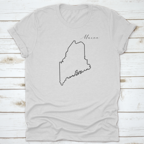 Simple High Quality Line Drawing Of The Map Of The State Of Maine Usa