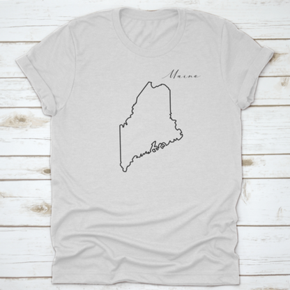 Simple High Quality Line Drawing Of The Map Of The State Of Maine Usa