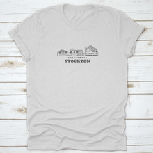 Load image into Gallery viewer, Stockton Skyline California Drawn Sketch Shirt Design
