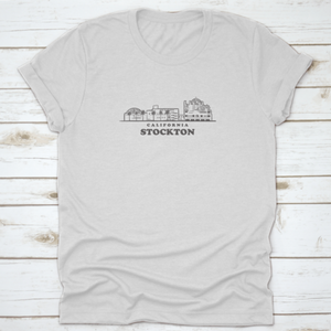 Stockton Skyline California Drawn Sketch Shirt Design