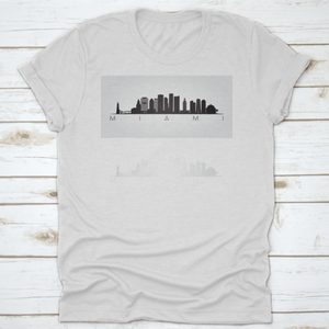 Miami Usa Skyline And Landmarks Silhouette, Black And White Design,